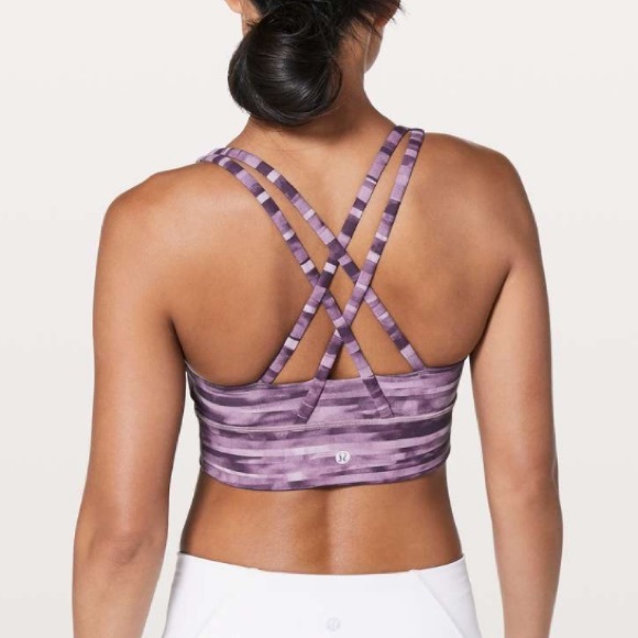Lululemon Energy Bra *Long Line Shadowed Smoked Mullberry Purple Stripe size 8 - Picture 2 of 10